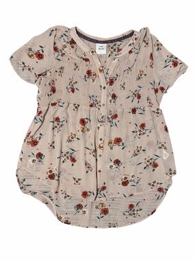 KNOX ROSE Ruffled Floral Button-Front Top - Light Pink